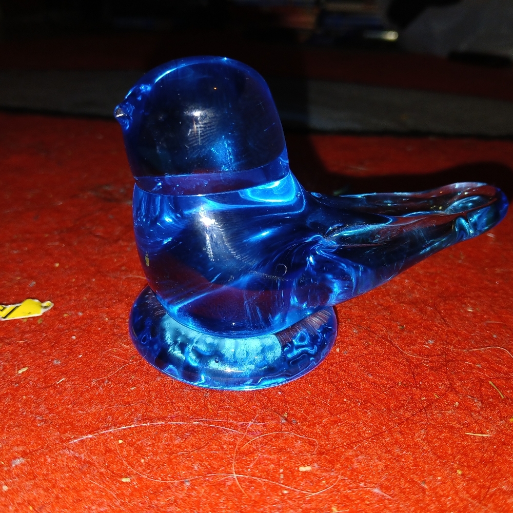 Vintage 1997 Bluebird of Happiness Art Glass Bird Figurine Signed by Ron Ray